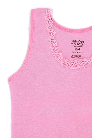 Öts Girl's Undershirt Ribbed Thick Straps Lace Detail (100% Cotton)