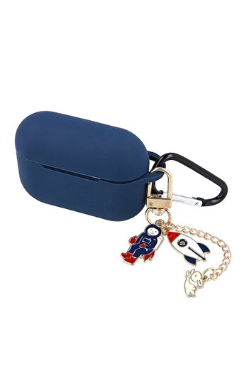 SOHO Compatible Case for Apple AirPods 3 with Keychain Pendant and Carabiner, Silicone, Navy Blue