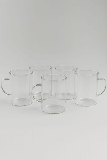 ERKUGO 6-Piece Tea Mug Set, Borosilicate Glass Mug, 200 ml
