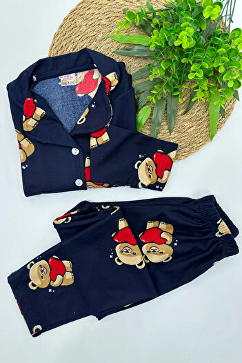 zahider Girls and Boys Cotton Button Suede Shirt Collar Pajamas Set