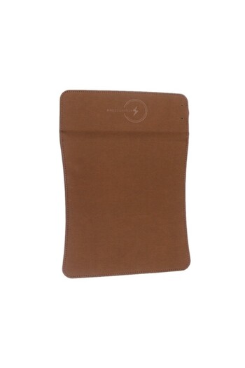 Bibilel Mousepad with wireless charging for mouse and phone, -leather, 97 x 22 x 21 mm, brown