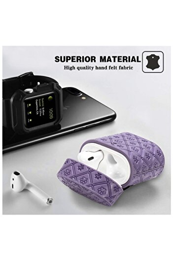 Bibilel Husa suport din piele casti pentru Apple AirPods1/2, Bibilel, Violet