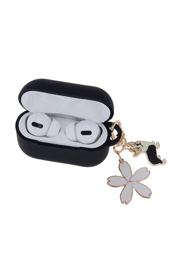 SOHO Case compatible with Apple AirPods 1/2 with pendant keyring and carabiner, silicone material, Black
