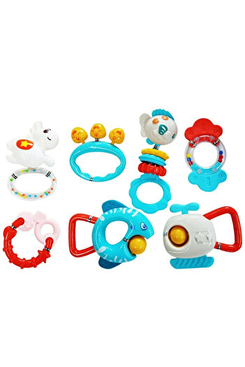 huanger - Baby Rattles & Teether Sensory Set 7pcs - Multicolor