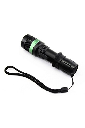 Bibilel LED Zoom Flashlight, 3W, 150lm, Clip, 3xAAA, 133x37x24mm, Black Green