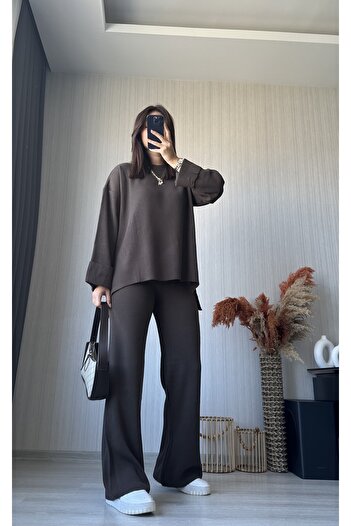 ButikNo35 Kahve Selanik Fabric Knitwear Set