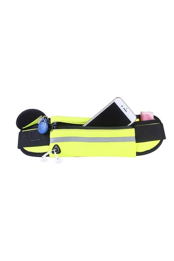 Bibilel Sport belt bag for running, mobile phone pocket, adjustable elastic strap, waterproof material, Gree