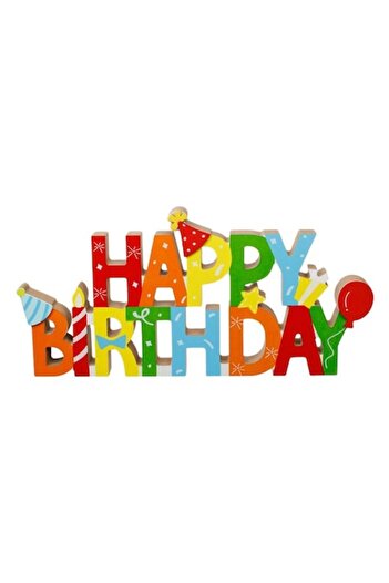 SOHO Decor Table Ornament with Happy Birthday Message, 14x30, Multicolor