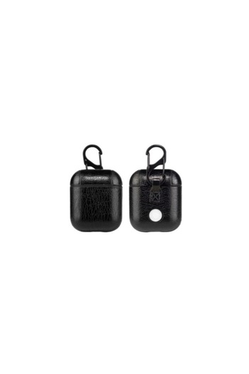 SOHO Leather Case for Earbuds, Compatible with Apple AirPods, Black
