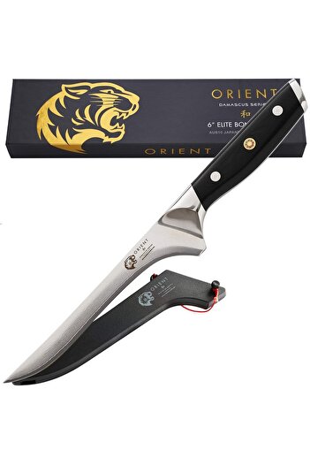 Orient Professional boning knife Damascus, Origin Series, made of Japanese AUS-10 stainless steel, black