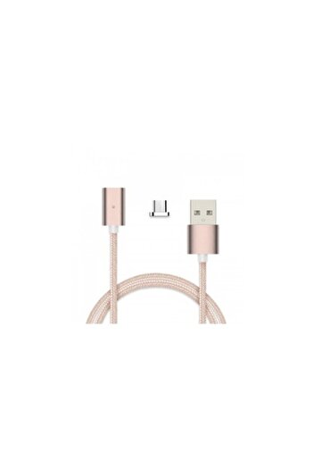 SOHO Cablu de încărcare magnetic Micro USB, 1m, textil, auriu roz