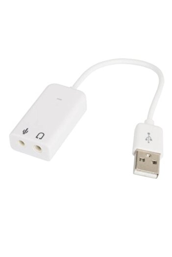 Bibilel USB Sound Card 7.1, Adapter for Headphones and Microphone, White