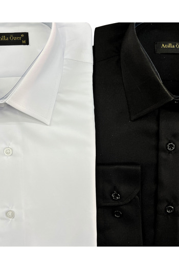 CATHECAT Basic Slim Fit Long Sleeve Easy Ironing Sweat Absorbing Breathable Texture Four Seasons Black Men's Shirt