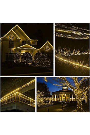 Flippy Instalație de Crăciun, 36 m, 864 LED-uri, Alb cald, Tub luminos, 8 moduri de iluminare, Transformator, Secțiune