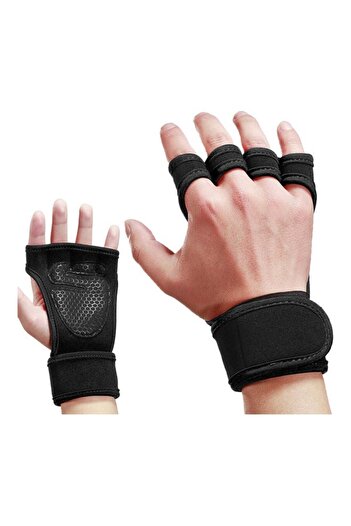 Generic Pair Of Integrated Wrist Wraps Weight Lifting Gloves L