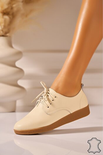 Joana Women's Beige Leather Loafers Delia 41
