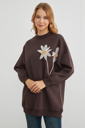 Fulla Moda Oversize Tunic with 3 Thread Floral Accessories