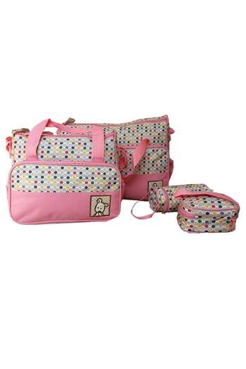 Generic 5-Piece Baby Nappy Travel Tote Dotted Handbag Set