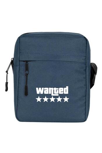CrowsGate Wanted White Shoulder Bag Navy Blue Color