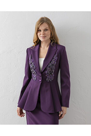 VUNTAL Hand Embroidered Volanli Blazer and Skirt Two-Piece Set