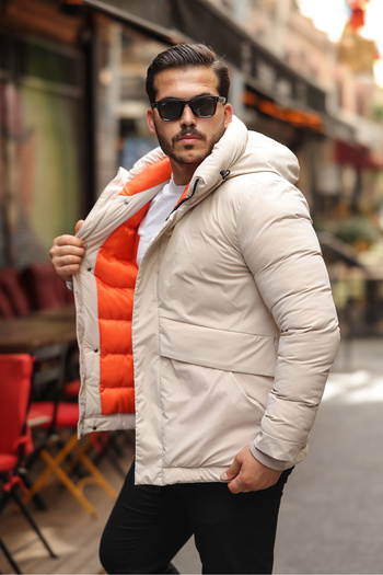 BASEL.CO Lining Detailed Inflatable Hooded Design Inflatable Coat
