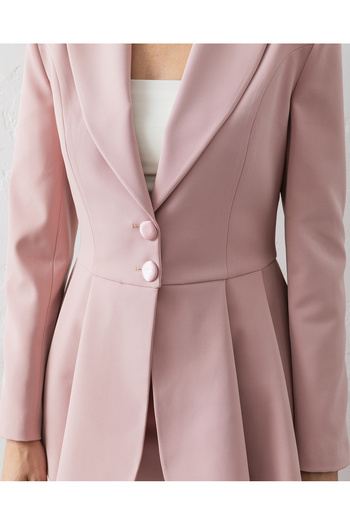 VUNTAL Flounce Blazer and Skirt Two-Piece Set