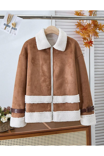 SHEIN fur coat, brown