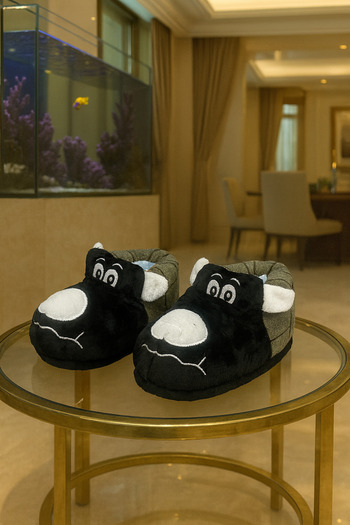 Behtah Kundura Unisex Children's Angry Dog Patterned Home Boots Nursery Kindergarten Half Ballet Slippers Home Shoes