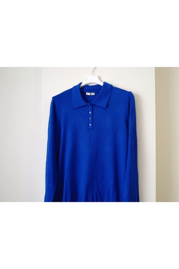 Butik Şans Button Detailed Shirt Collar Lycra Knitwear Blouse