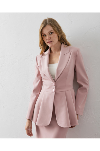 VUNTAL Flounce Blazer and Skirt Two-Piece Set