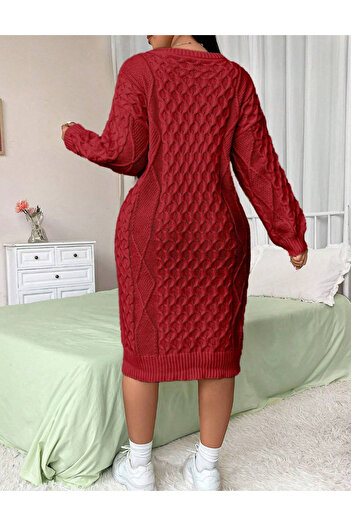 SHEIN Curve+ midi dress, red