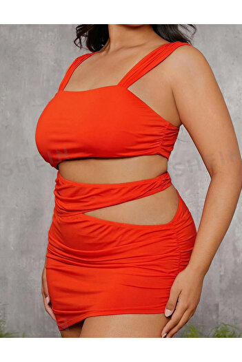SHEIN Curve+ mini dress, orange
