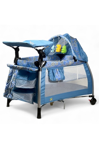 ALBADR 2-in-1 Baby Crib and Playpen with Adjustable Canopy, Hanging Toys, Foldable, Comfortable Mattress