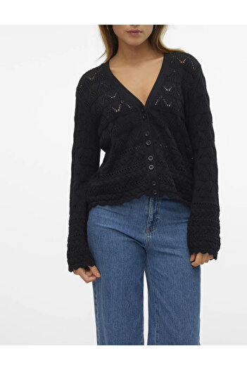 Vero Moda button-up sweater, black