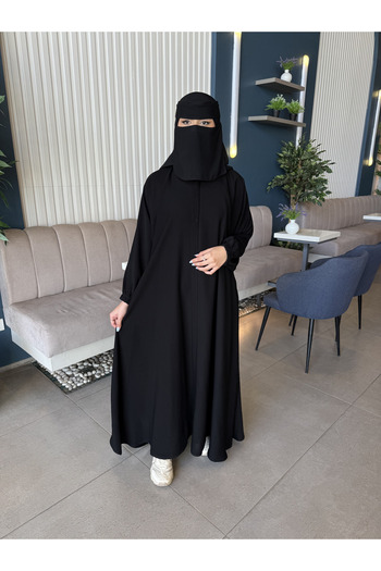 Korean Practical abaya with a zipper and hidden pockets