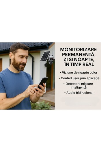 GermaNova Camera Supraveghere Solara 4G GermaNova™, 6MP Full HD, PTZ, SIM, V380 Pro, Night Vision