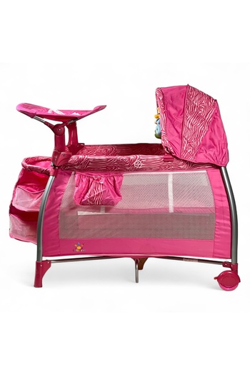 ALBADR 2-in-1 Baby Crib and Playpen with Adjustable Canopy, Hanging Toys, Foldable, Comfortable Mattress
