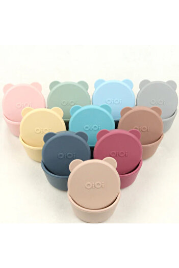 OiOi Mini Bowl with Silicone Lid 2-Piece Mini Bites Mellow Yellow Powder Gray