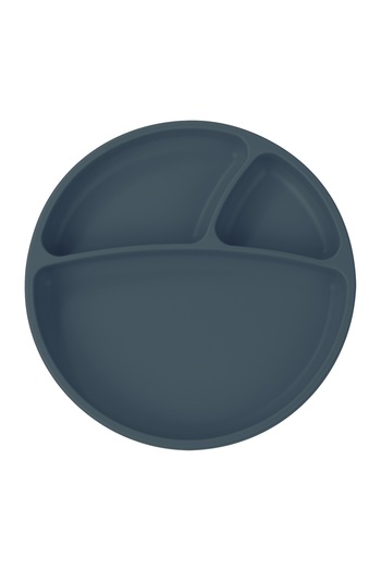 OiOi Portion Vacuum Bottom Silicone Plate Deep Blue
