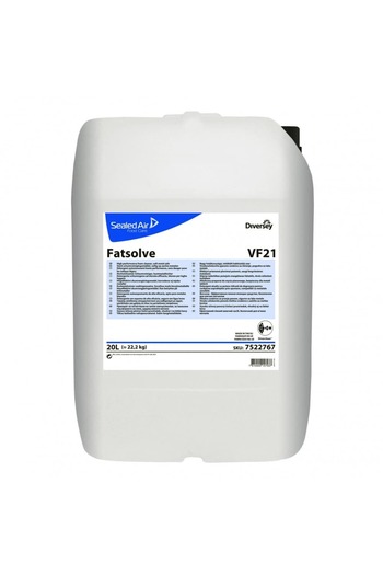 Diversey Fatsolve VF21, Alkaline detergent with high degreasing power, compatible with sensitive metals, 20L