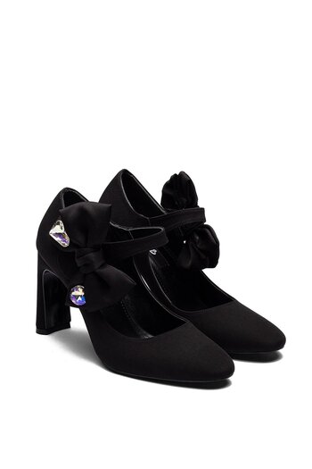 Dedos Special Design Bow and Gemstone Women's Nubuck Evening Dress Shoes 3125