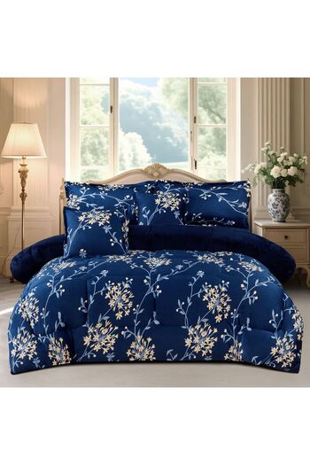 SNOOZYL Winter double bedspread made of soft velvet and fur with a floral design to provide you with warmth and comfort