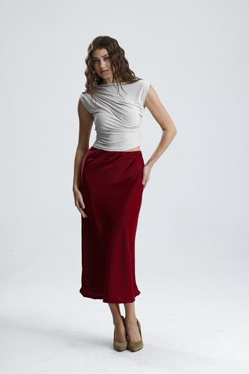 let s shine Women's High Waist Satin Midi Skirt