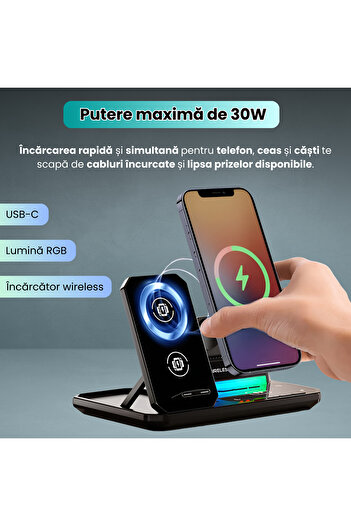 OEM Wireless charging with digital watch and Bluetooth speaker 6 in 1, phone, watch and headphones