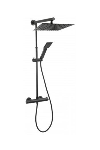 FERRO Pachet 2 in 1 Baterie Dus Termostatica, Trevi-Negru, si Rigola dus 80cm negru