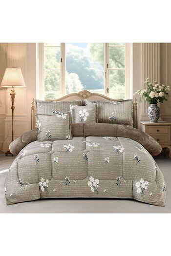SNOOZYL Winter double bedspread made of soft velvet and fur with a floral design to provide you with warmth and comfort