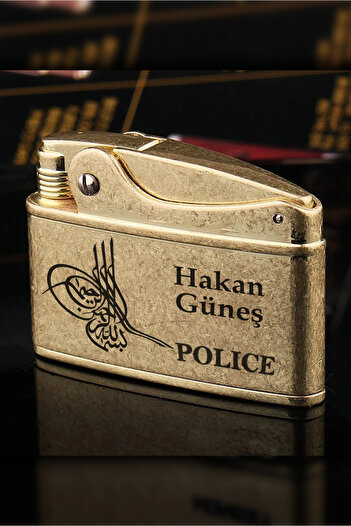 Police Kişiye Özel İsimli Tuğra Baskılı Retro Görünümlü Lüks Benzinli Çakmak
