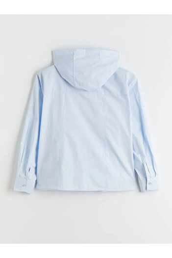 LC Waikiki Lcwaikiki Classic Blue Hooded Oversize Women's Shirt