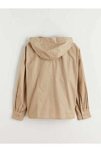 LC Waikiki Lcwaikiki Classic Khaki Hooded Oversize Women's Shirt