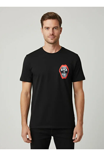 CANMODA Regular Rock and Roll T-Shirt - Black